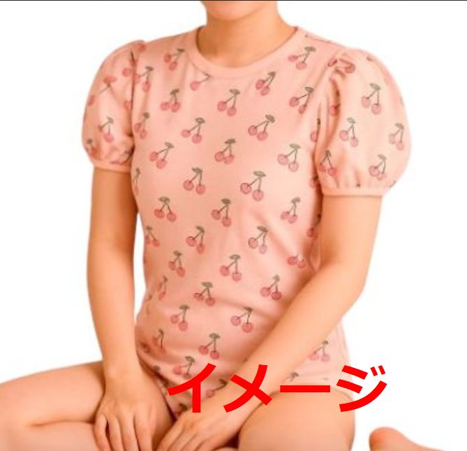 画像1: 大人用ロンパースチェリー柄半袖 在庫はMのみ