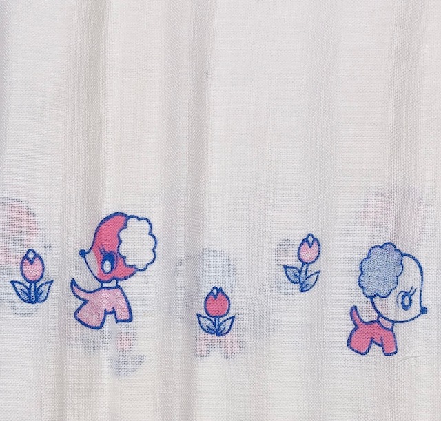 画像: 布おむつ平織りワンちゃん柄 新古品 昭和レトロ70cm