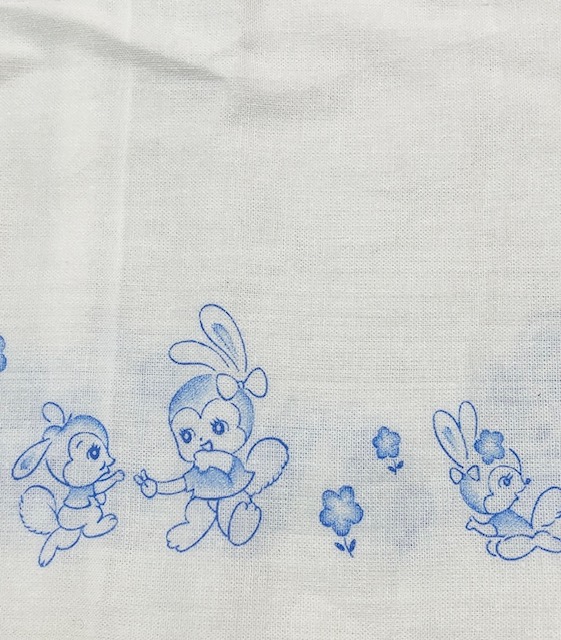 画像: 昭和レトロ 布おむつ平織りウサギさん柄 新古品90cm