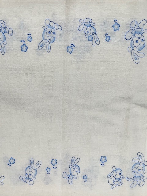 画像: 昭和レトロ 布おむつ平織りウサギさん柄 新古品90cm